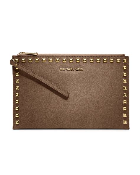 michael kors large studded clutch|Michael Kors clutch crossbody.